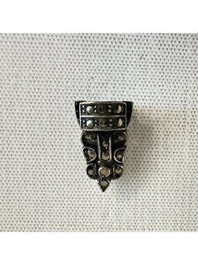 Antique Art Deco 800 Silver Marcasite Dress Fur Clip 1930s